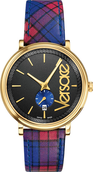  Shop Authentic Versace V-Circle The Clans Edition Black Dial Red & Blue Leather Strap Watch for Women - VEBQ00218 - Luxxuri