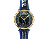  Shop Authentic Versace  V-Circle Black Dial Blue Leather Strap Watch for Men - VEBQ01419 - Luxxuri