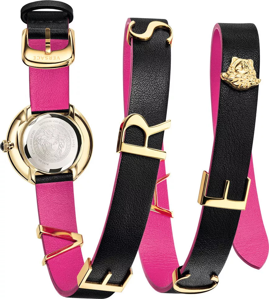  Shop Authentic Versace V-Flare Quartz Black Dial Black Leather Strap Watch for Women - VEBN00218 - Luxxuri