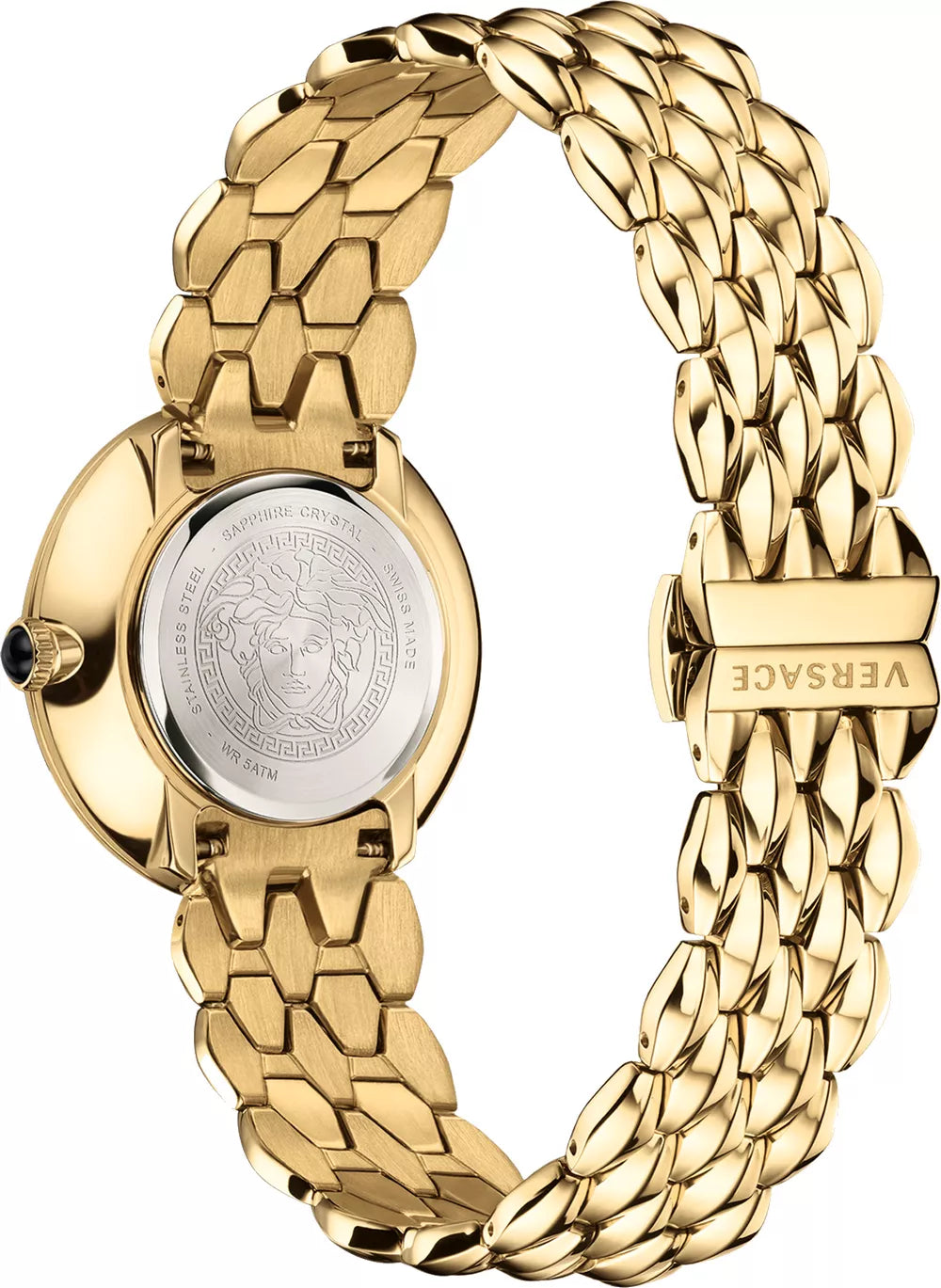  Shop Authentic Versace V-Flare Quartz Silver Dial Gold Steel Strap Watch for Women - VEBN00718 - Luxxuri