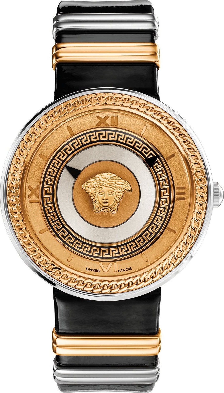  Shop Authentic Versace V Metal Icon Gold Dial Black & Silver & Gold Strap Watch for Women - VLC020014 - Luxxuri