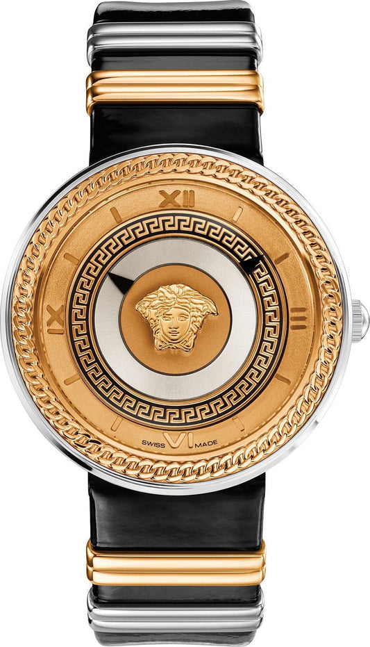 Shop Authentic Versace V Metal Icon Gold Dial Black & Silver & Gold Strap Watch for Women - VLC020014 - Luxxuri