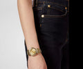  Shop Authentic Versace V-Motif Gold Dial Gold Steel Strap Watch for Women - VERE00618 - Luxxuri