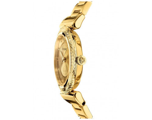  Shop Authentic Versace V-Motif Gold Dial Gold Steel Strap Watch for Women - VERE00618 - Luxxuri