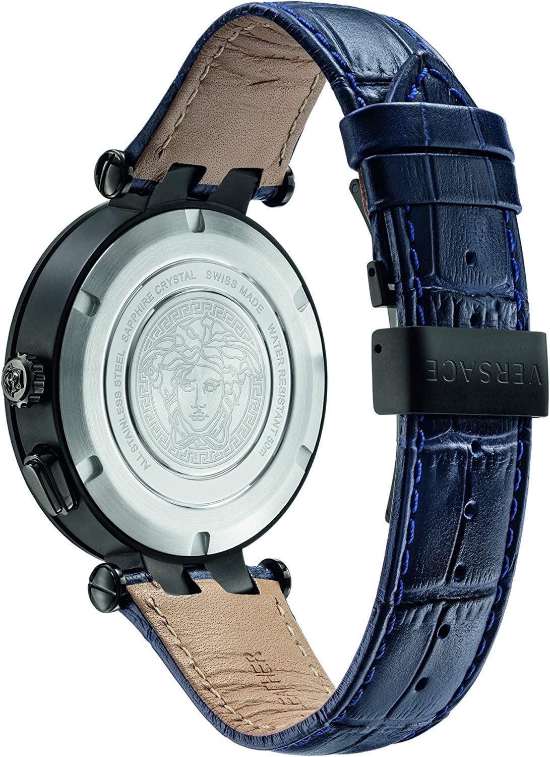  Shop Authentic Versace V Race Chronograph Quartz Blue Dial Blue Leather Strap Watch For Men - VEBV00419 - Luxxuri