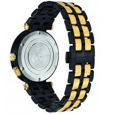  Shop Authentic Versace V-Race Analog Quartz Black Dial Two Tone Steel Strap Watch For Men - VEBV00619 - Luxxuri