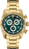  Shop Authentic Versace V-Ray Chronograph Quartz Green Dial Gold Steel Strap Watch For Men - VE2I00621 - Luxxuri