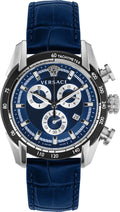  Shop Authentic Versace V-Ray Chronograph Quartz Blue Dial Blue Leather Strap Watch for Men - VE2I00721 - Luxxuri