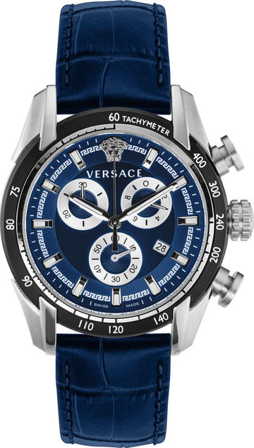  Shop Authentic Versace V-Ray Chronograph Quartz Blue Dial Blue Leather Strap Watch for Men - VE2I00721 - Luxxuri
