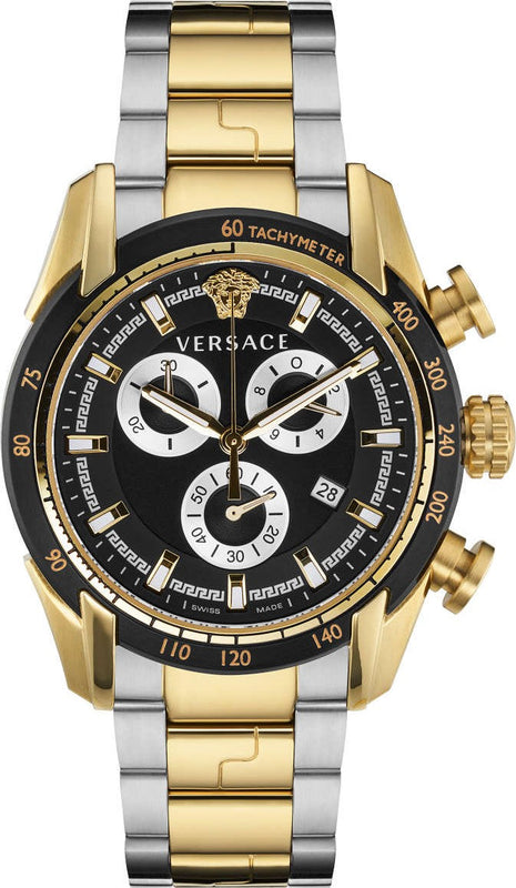  Shop Authentic Versace V-Ray Chronograph Black Dial Two Tone Steel Strap Watch For Men - VE2I00421 - Luxxuri