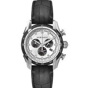  Shop Authentic Versace V-Ray Quartz Silver Dial Black Leather Strap Watch for Men - VDB010014 - Luxxuri