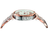  Shop Authentic Versace V-Twist White Dial Two Tone Mesh Bracelet Watch for Women - VELS00719 - Luxxuri