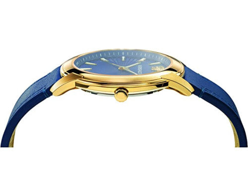  Shop Authentic Versace V-Urban Quartz Blue Dial Blue Leather Strap Watch for Men - VELQ00319 - Luxxuri