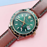  Shop Authentic Versace Hellenyium Green Dial Brown Leather Strap Watch for Men - V11090017 - Luxxuri