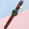  Shop Authentic Versace Hellenyium Green Dial Brown Leather Strap Watch for Men - V11090017 - Luxxuri