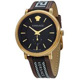  Shop Authentic Versace V-Circle Quartz Black Dial Brown Leather Strap Watch for Men - VEBQ01619 - Luxxuri