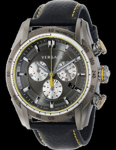  Shop Authentic Versace V Ray Chronograph Grey Dial Black Leather Strap Watch for Men - VDB020014 - Luxxuri