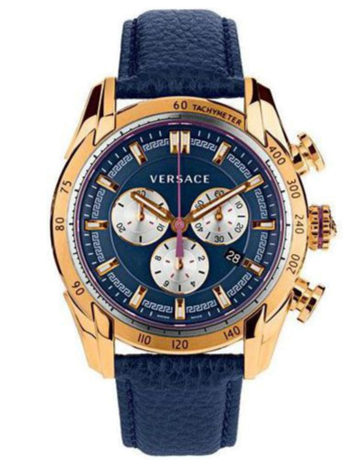  Shop Authentic Versace V-Ray Blue Chronograph Blue Dial Blue Leather Strap Watch for Men - VDB030014 - Luxxuri
