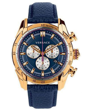  Shop Authentic Versace V-Ray Blue Chronograph Blue Dial Blue Leather Strap Watch for Men - VDB030014 - Luxxuri