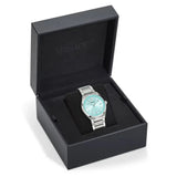  Shop Authentic Versace V-Auria Quartz Turquoise Dial Silver Steel Strap Watch for Women - VE0F00225 - Luxxuri