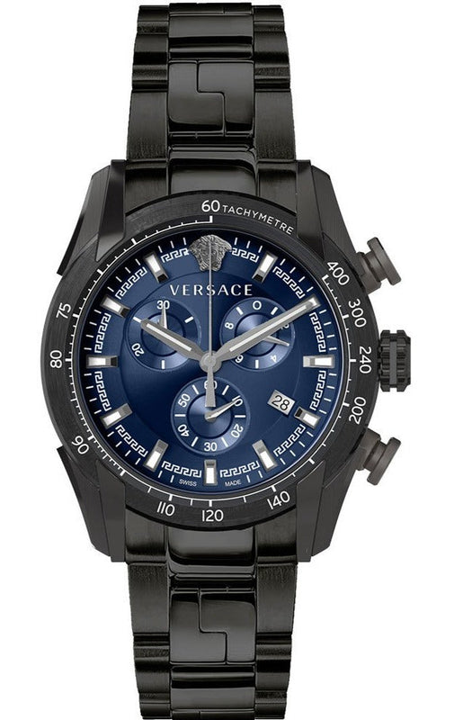  Shop Authentic Versace V-Ray Chronograph Quartz Blue Dial Black Steel Strap Watch For Men - VE2I00521 - Luxxuri