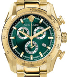  Shop Authentic Versace V-Ray Chronograph Quartz Green Dial Gold Steel Strap Watch For Men - VE2I00621 - Luxxuri