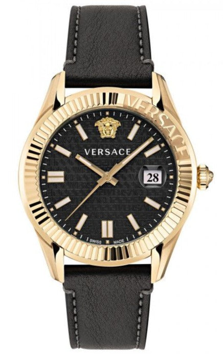  Shop Authentic Versace Greca Time Quartz Black Dial Brown Leather Strap Watch For Men - VE3K00222 - Luxxuri