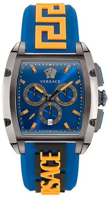  Shop Authentic Versace Iconic Dominus Chronograph Blue Dial Blue Rubber Strap Watch For Men - VE6H00323 - Luxxuri
