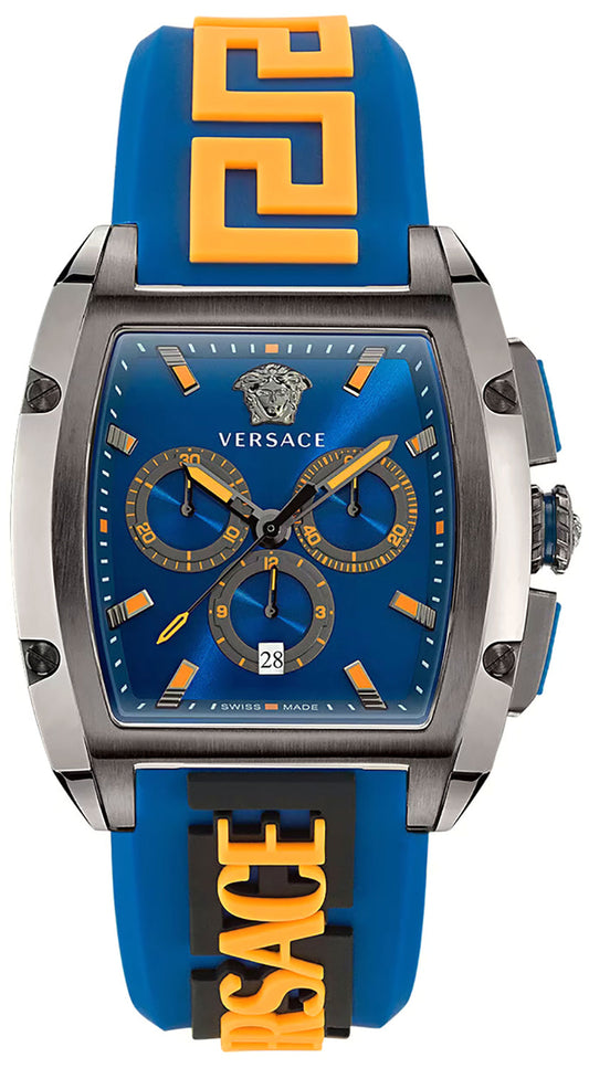  Shop Authentic Versace Iconic Dominus Chronograph Blue Dial Blue Rubber Strap Watch For Men - VE6H00323 - Luxxuri
