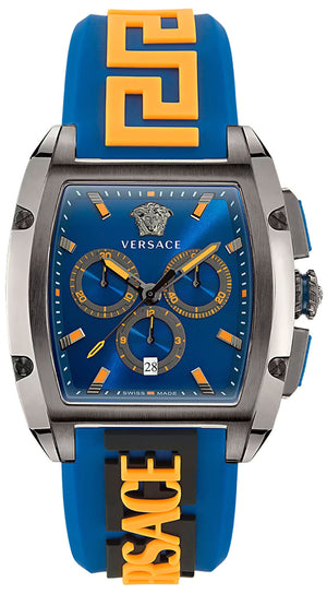  Shop Authentic Versace Iconic Dominus Chronograph Blue Dial Blue Rubber Strap Watch For Men - VE6H00323 - Luxxuri