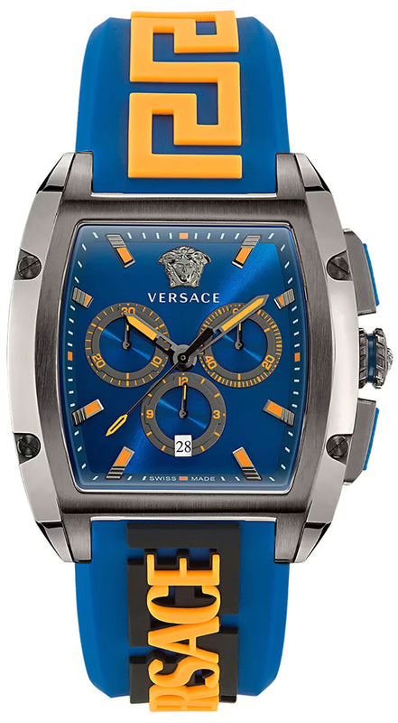  Shop Authentic Versace Iconic Dominus Chronograph Blue Dial Blue Rubber Strap Watch For Men - VE6H00323 - Luxxuri