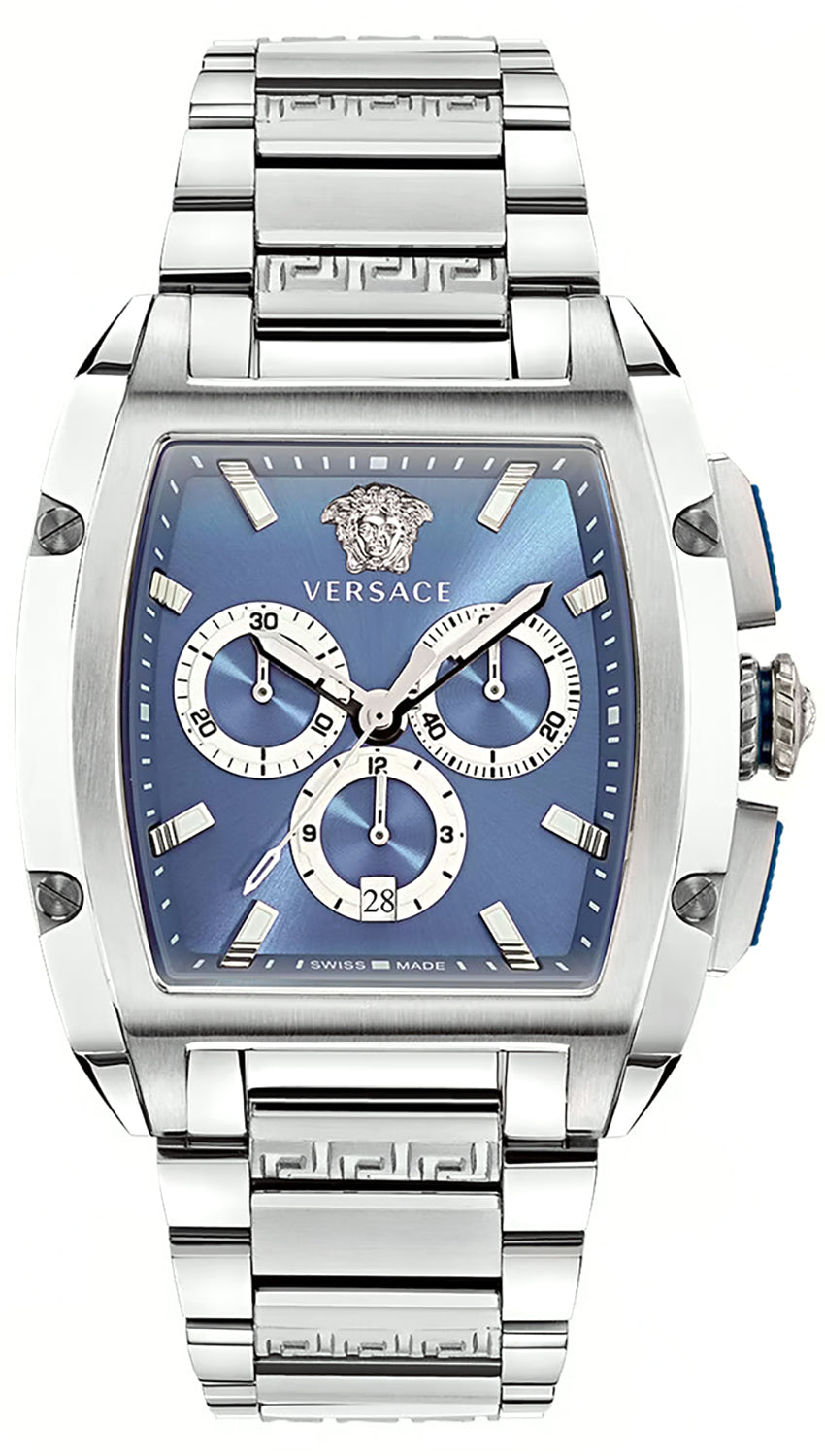  Shop Authentic Versace Dominus Chronograph Blue Dial Silver Steel Strap Watch For Men - VE6H00423 - Luxxuri