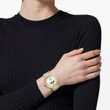  Shop Authentic Versace Greca Logo Moonphase Mother of Pearl Dial Two Tone Steel Strap Watch for Women - VE7G00524 - Luxxuri