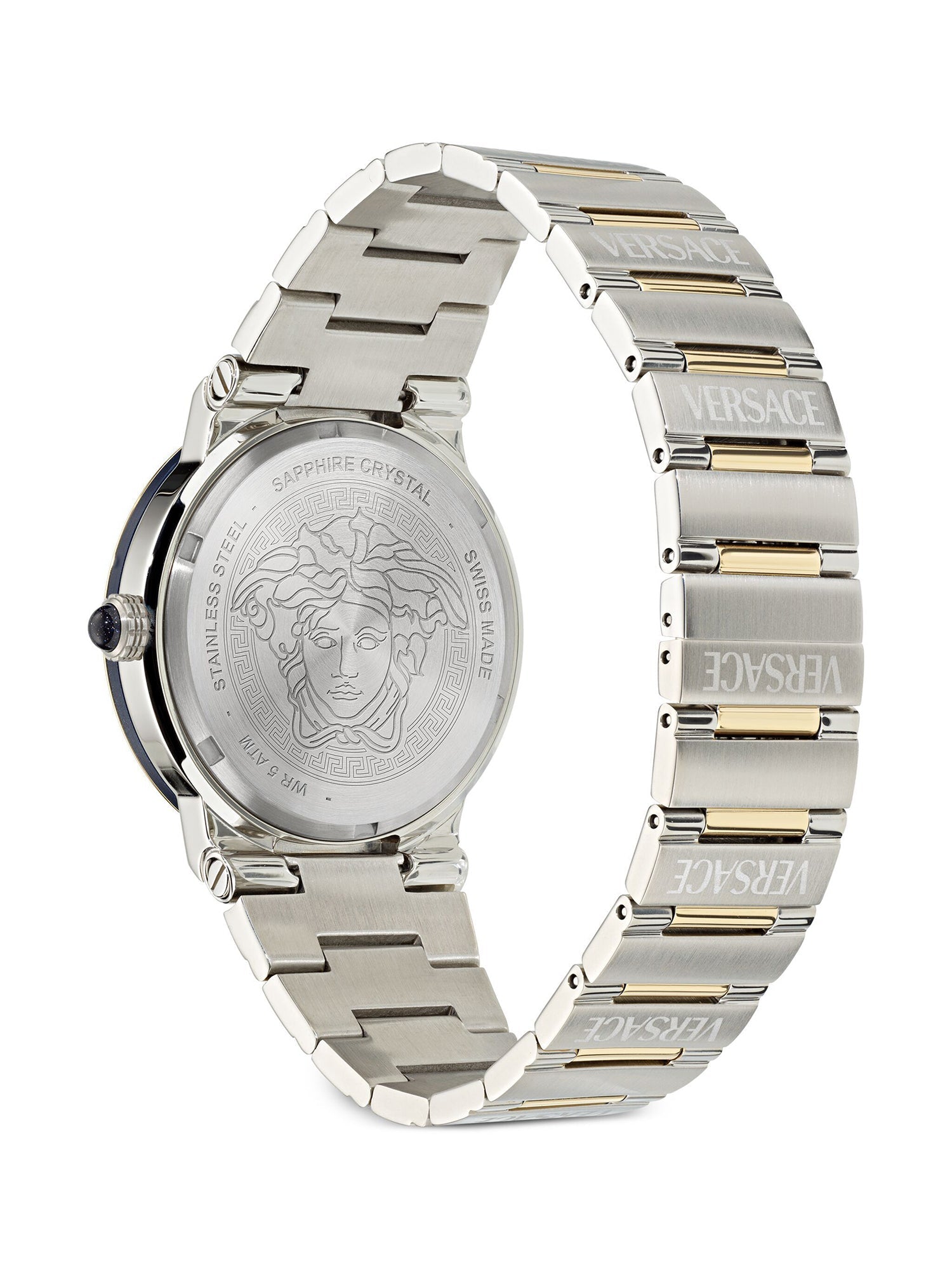  Shop Authentic Versace Greca Logo Moonphase Mother of Pearl Dial Two Tone Steel Strap Watch for Women - VE7G00524 - Luxxuri