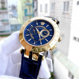  Shop Authentic Versace V-Race Multifunction Quartz Blue Dial Blue Leather Strap Watch For Men - VEBV00219 - Luxxuri