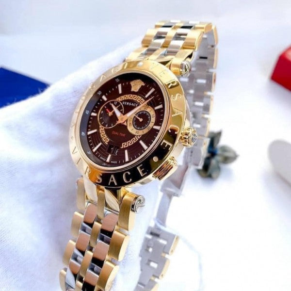  Shop Authentic Versace V-Race Quartz Black Dial Gold Steel Strap Watch For Men - VEBV00519 - Luxxuri