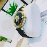  Shop Authentic Versace Palazzo Empire Greca Black Dial Black Leather Strap Watch for Women - VEDV00119 - Luxxuri