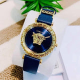  Shop Authentic Versace Palazzo Empire Greca Quartz Blue Dial Blue Leather Strap Watch for Women - VEDV00219 - Luxxuri