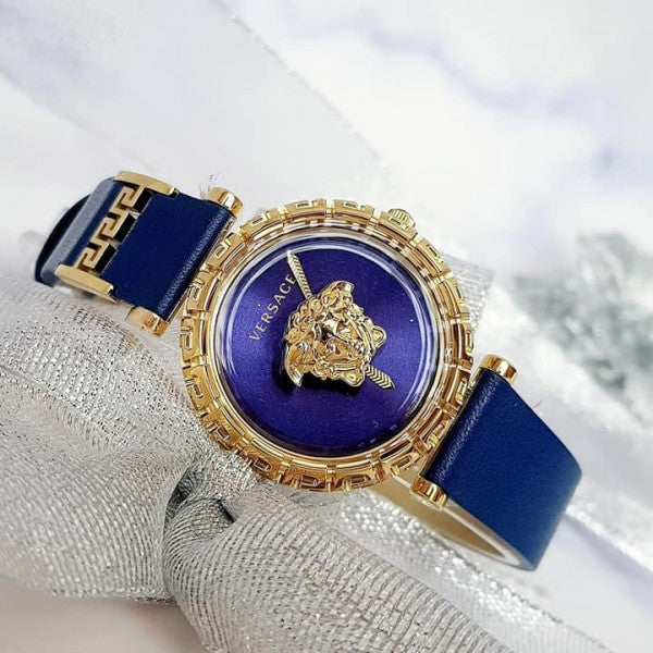  Shop Authentic Versace Palazzo Empire Greca Quartz Blue Dial Blue Leather Strap Watch for Women - VEDV00219 - Luxxuri