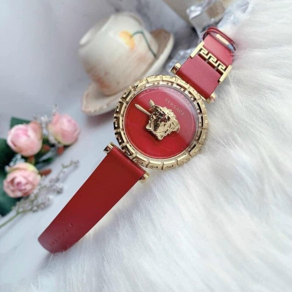  Shop Authentic Versace Palazzo Empire Greca Red Dial Red Leather Strap Watch for Women - VEDV00319 - Luxxuri