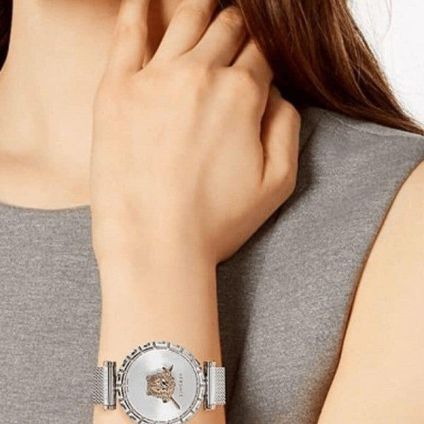  Shop Authentic Versace Palazzo Empire Silver Dial Silver Mesh Bracelet Watch for Women - VEDV00419 - Luxxuri