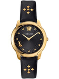  Shop Authentic Versace Audrey Quartz Black Dial Black Leather Strap Watch for Women - VELR00319 - Luxxuri