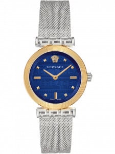 Versace Meander Blue Dial Silver Mesh Bracelet Watch for Women - VELW00520