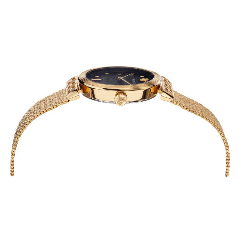  Shop Authentic Versace Meander Black Dial Gold Mesh Bracelet Watch for Women - VELW00720 - Luxxuri
