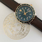  Shop Authentic Versace Hellenyium Green Dial Brown Leather Strap Watch for Men - V11090017 - Luxxuri