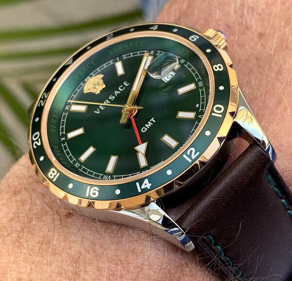  Shop Authentic Versace Hellenyium Green Dial Brown Leather Strap Watch for Men - V11090017 - Luxxuri