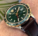  Shop Authentic Versace Hellenyium Green Dial Brown Leather Strap Watch for Men - V11090017 - Luxxuri