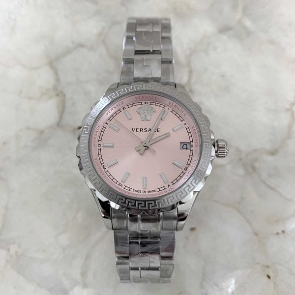 Shop Authentic Versace Hellenyium Pink Dial Silver Steel Strap Watch for Women - V12010015 - Luxxuri