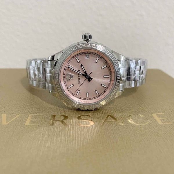  Shop Authentic Versace Hellenyium Pink Dial Silver Steel Strap Watch for Women - V12010015 - Luxxuri