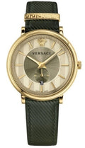  Shop Authentic Versace V-Circle Manifesto Gold Dial Black Leather Strap Watch for Men - VBQ030017 - Luxxuri